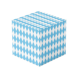 Blue and White Bavaria Rhombus Flag Pattern Cube