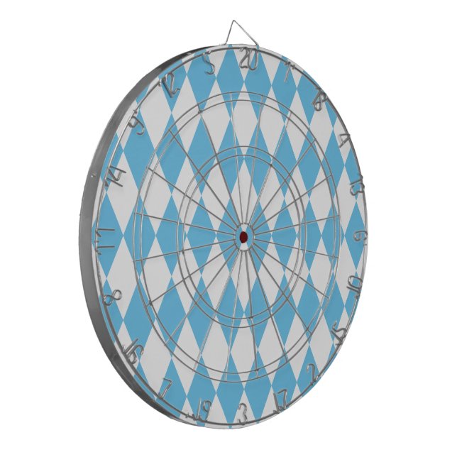 Blue and White Bavaria Rhombus Flag Pattern Dartboard (Front Left)