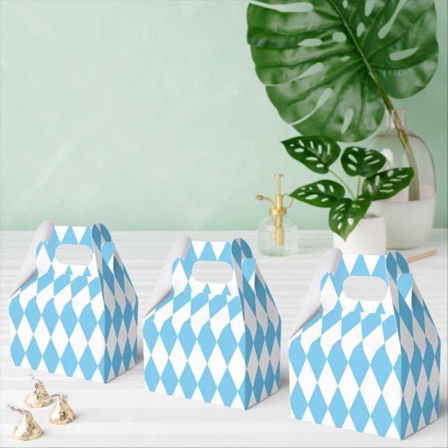 Blue and White Bavaria Rhombus Flag Pattern Favour Box (Multiple)