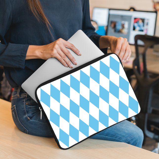 Blue and White Bavaria Rhombus Flag Pattern Laptop Sleeve (Creator Uploaded)