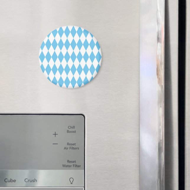 Blue and White Bavaria Rhombus Flag Pattern Magnet (In Situ (Fridge))