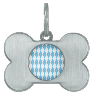 Blue and White Bavaria Rhombus Flag Pattern Pet ID Tag