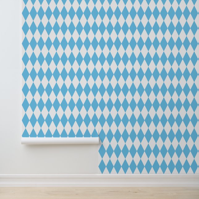 Blue and White Bavaria Rhombus Flag Pattern Wallpaper (Application)