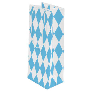 Blue and White Bavaria Rhombus Flag Pattern Wine Gift Bag