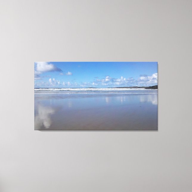 Blue and White Beach Canvas Print (Front)
