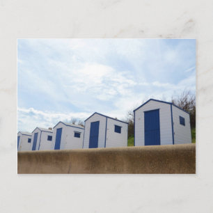 Blue And White Beach Huts Postcard