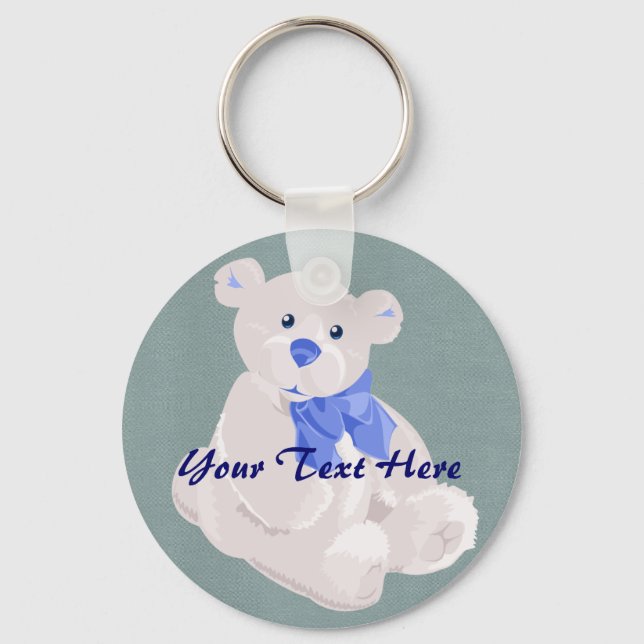 Blue and White Bear Keychain (Front)