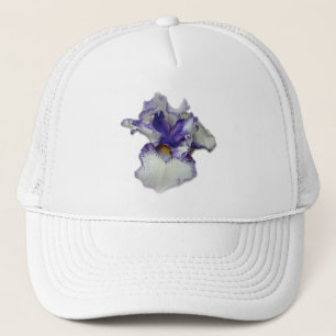 Blue and White Bearded Iris Flower Trucker Hat