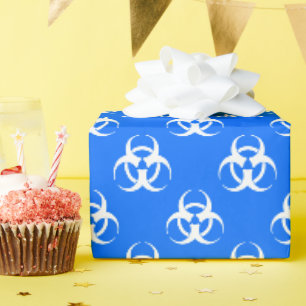 Blue and White Biohazard Symbol Wrapping Paper