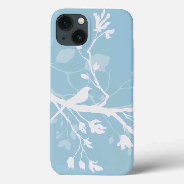 Blue and White Bird Branches Case-Mate iPhone Case (Back)