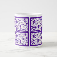 blue and white  bird mug