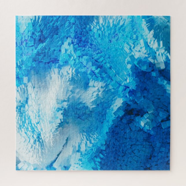 Blue and White Blended Abstract Art Jigsaw Puzzle (Vertical)
