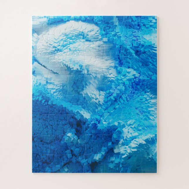 Blue and White Blended Abstract Art Jigsaw Puzzle (Vertical)