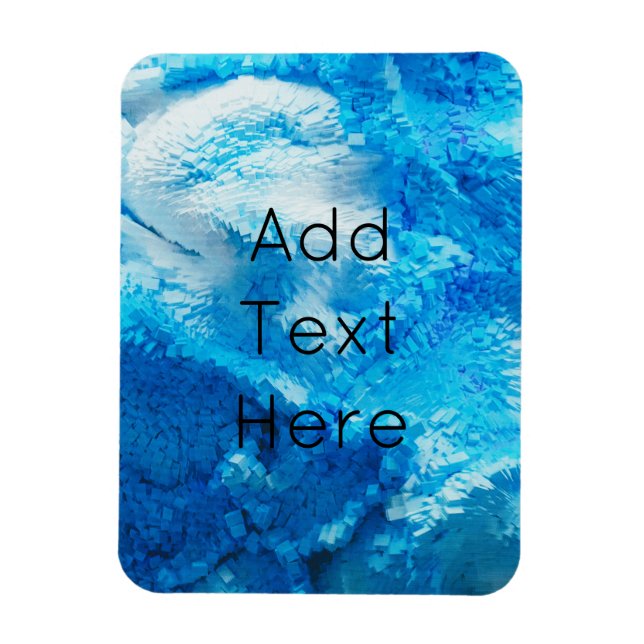 Blue and White Blended Abstract Art Magnet (Vertical)
