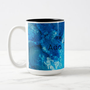 Blue and White Blended Abstract Art Two-Tone Coffee Mug