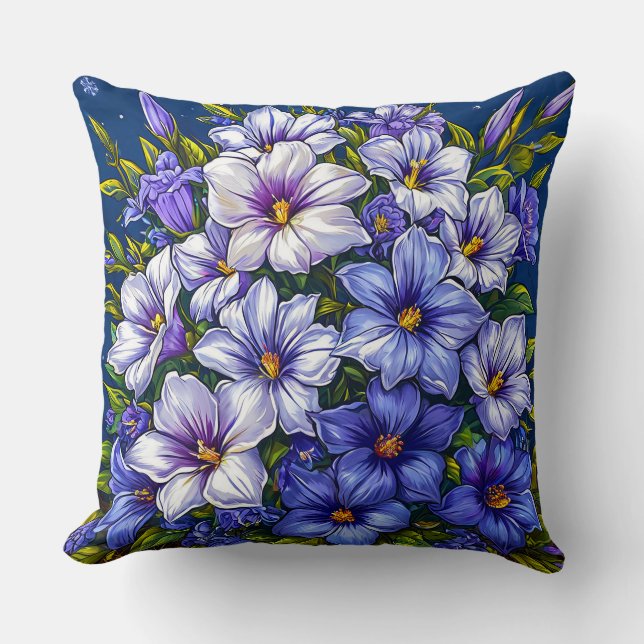 Blue and White Blooms Cushion (Front)