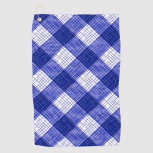 Blue and White Bold Checkered Plaid Design  Golf Towel