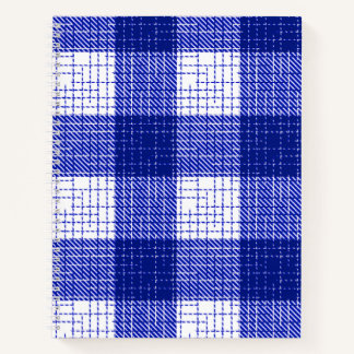 Blue and White Bold Checkered Plaid Design  Notebook
