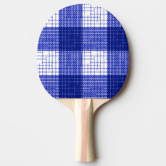 Blue and White Bold Checkered Plaid Design  Ping Pong Paddle