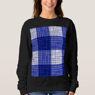 Blue and White Bold Checkered Plaid Design  Sweatshirt