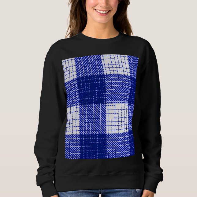 Blue and White Bold Checkered Plaid Design  Sweatshirt (Front)