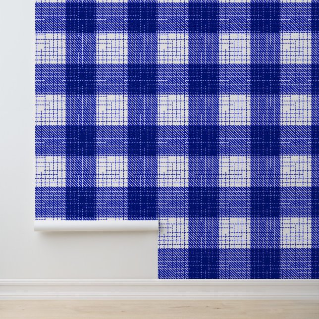Blue and White Bold Checkered Plaid Design  Wallpaper (Creator Uploaded)