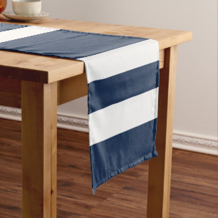 Blue And White Bold Stripes Pattern Short Table Runner