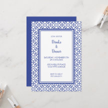BLUE AND WHITE BORDER ELEGANT PARTY INVITATION