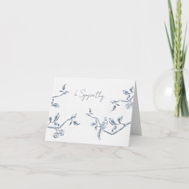 Blue and white Botanical Sympathy Thank You Card (Front)