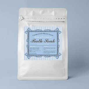 Blue and White Bow Frame Beauty Product Label
