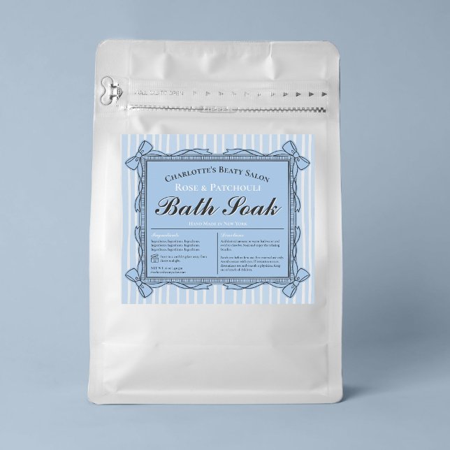 Blue and White Bow Frame Beauty Product Label (Blue and White Bow Frame Beauty Product Label)