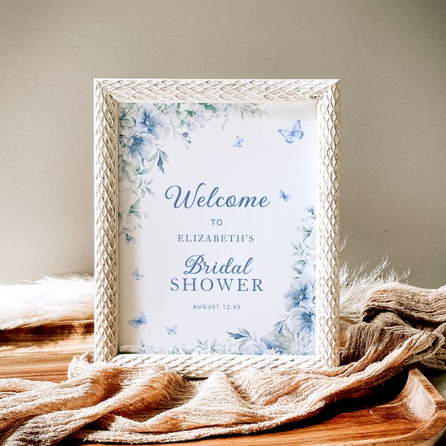 Blue and White Bridal Shower Welcome Poster (Creator Uploaded)