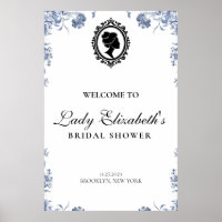 blue and white budget vintage bridal shower