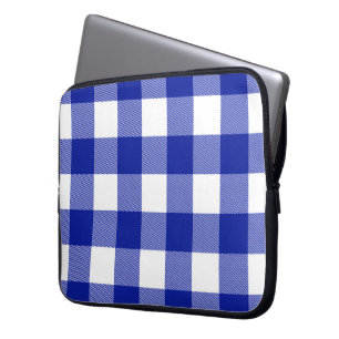 Blue and White Buffalo Plaid  Laptop Sleeve
