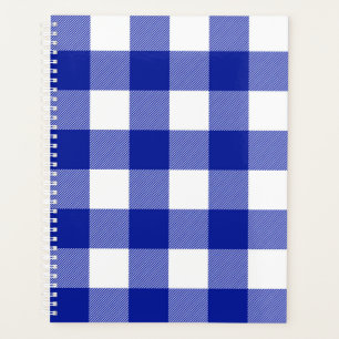 Blue and White Buffalo Plaid Planner