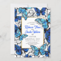 Blue and White Butterflies Morpho Monarch
