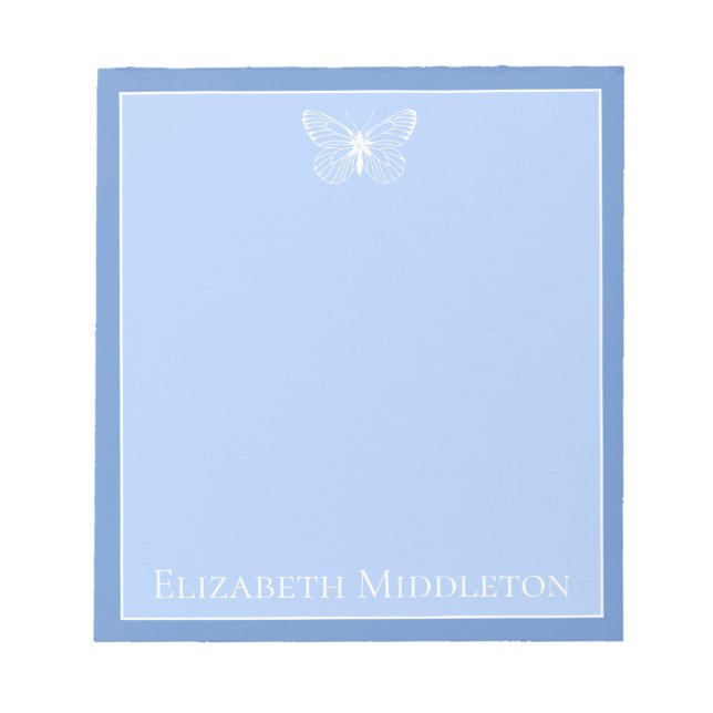 Blue and White Butterfly Personalised Notepad (Front)