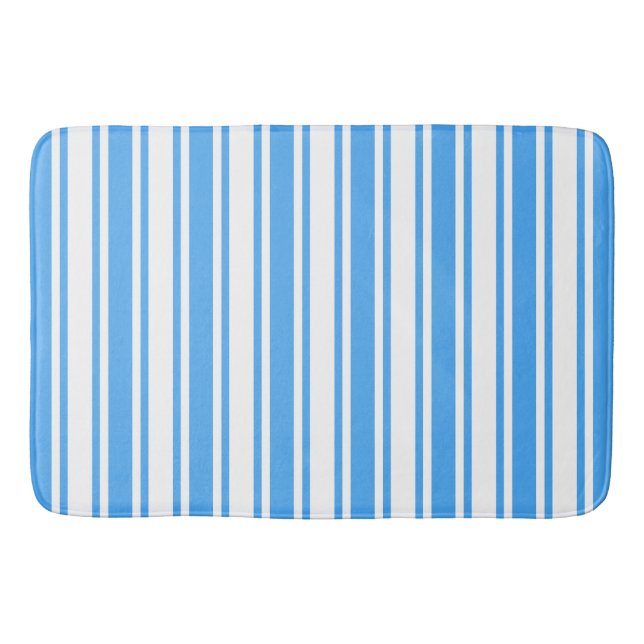 Blue and white candy stripes bath mat (Front)