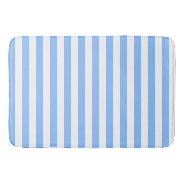 Blue and white candy stripes bath mat (Front)