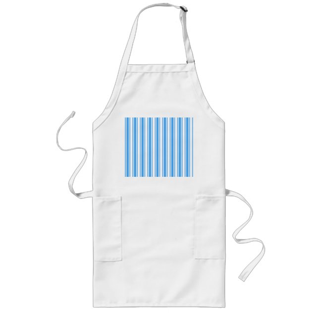 Blue and white candy stripes long apron (Front)