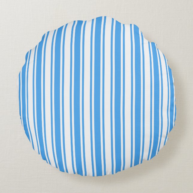 Blue and white candy stripes round cushion (Back)