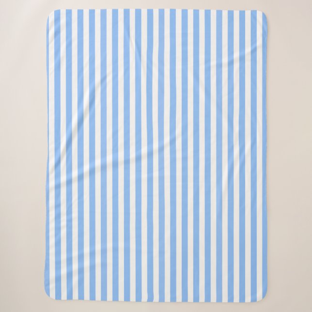 Blue and white candy stripes sherpa blanket (Front)