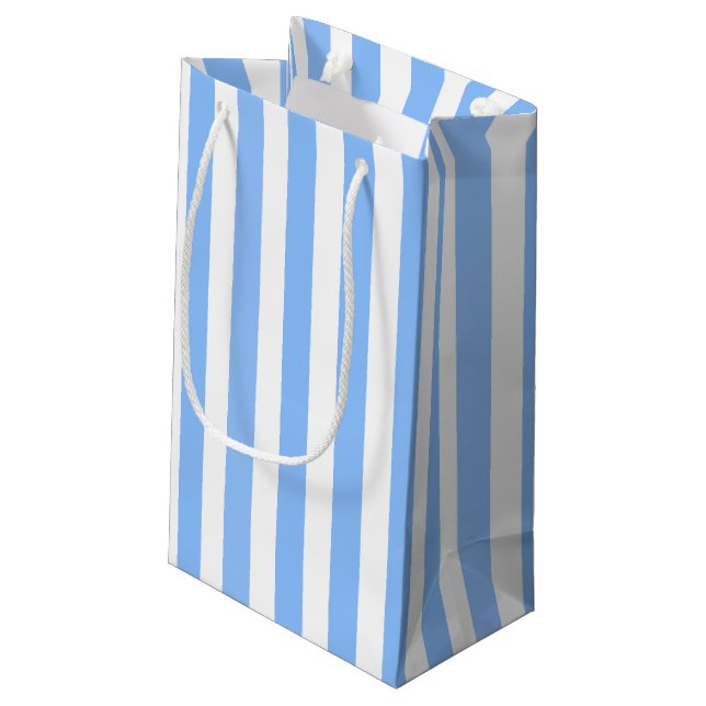 Blue and white candy stripes small gift bag (Back Angled)