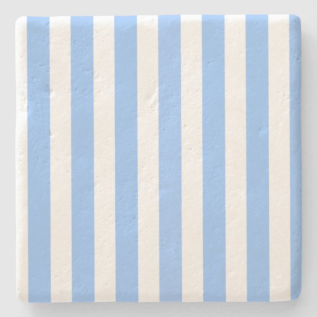 Blue and white candy stripes stone coaster (Front)
