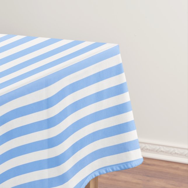 Blue and white candy stripes tablecloth (In Situ)