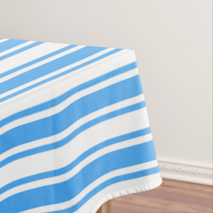 Blue and white candy stripes tablecloth