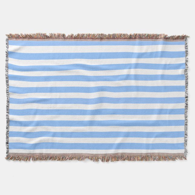 Blue and white candy stripes throw blanket (Front)