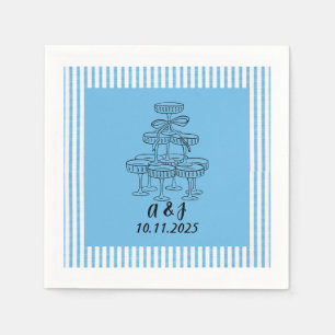 Blue and White Champagne Tower Napkin