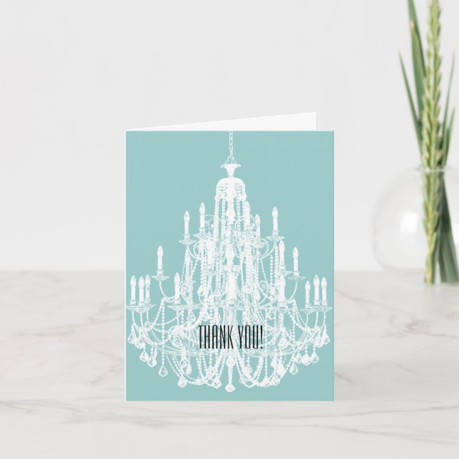 Blue and White Chandelier Thank You Card (Front)
