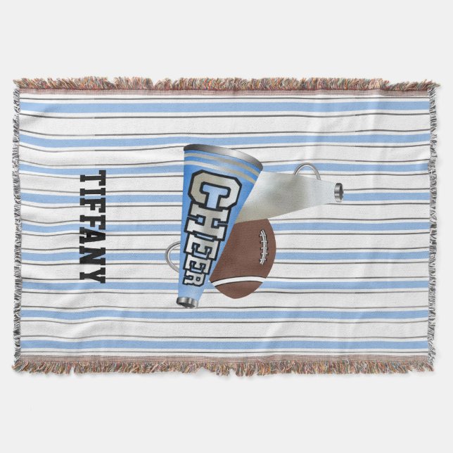 Blue and White Cheerleader Custom Blanket (Front)